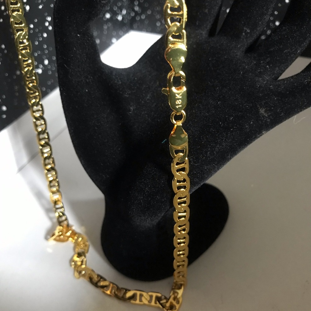 18K Gold Link Necklace, 20” long